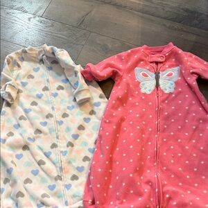 Carter's Pink and White Sleep Sacks with Heart and Butterfly Design